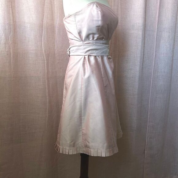 Vintage Ann Taylor Pink Silk Strapless Midi Dress Size 6 - Picture 4 of 10